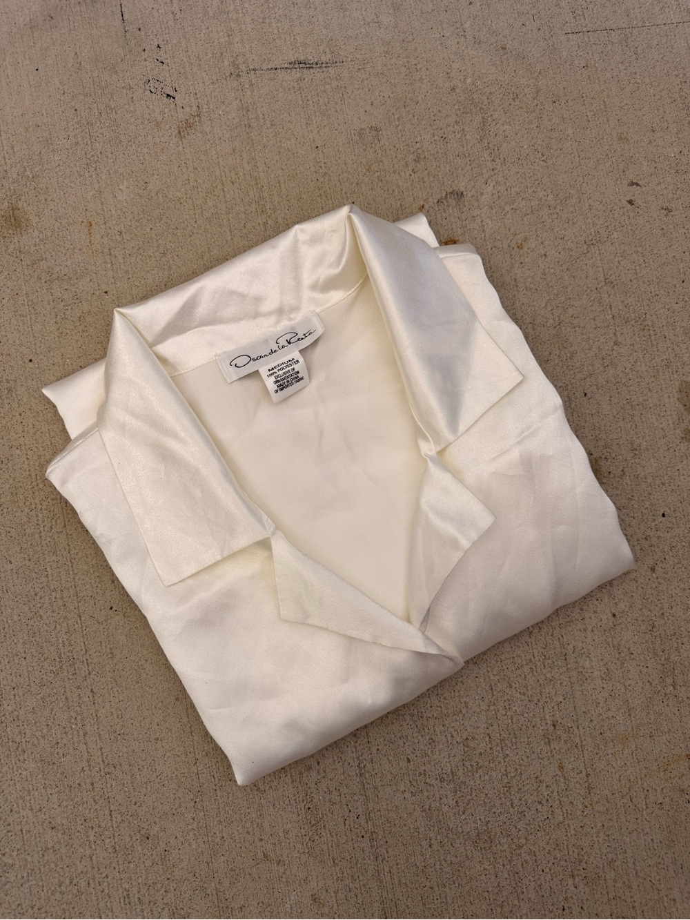 Oscar de la Renta Ivory Silk PJ Shirt